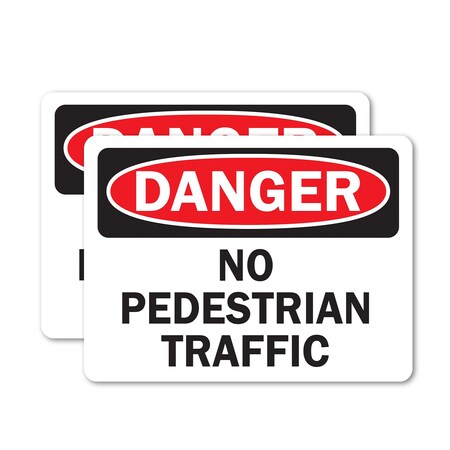 Signmission No Pedestrian Traffic Danger Sign, Vinyl Decal, 10in W x 7in L, 2PK OS-2PACK-DS-D-710-L-19443